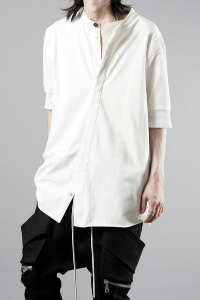 thom/krom STAND UP COLLAR T-SHIRT / STRETCH COTTON JERSEY (CREAM)