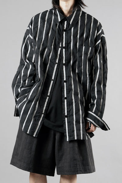 Juun.J Damage Stripe Max Fit Shirt (BLACK)