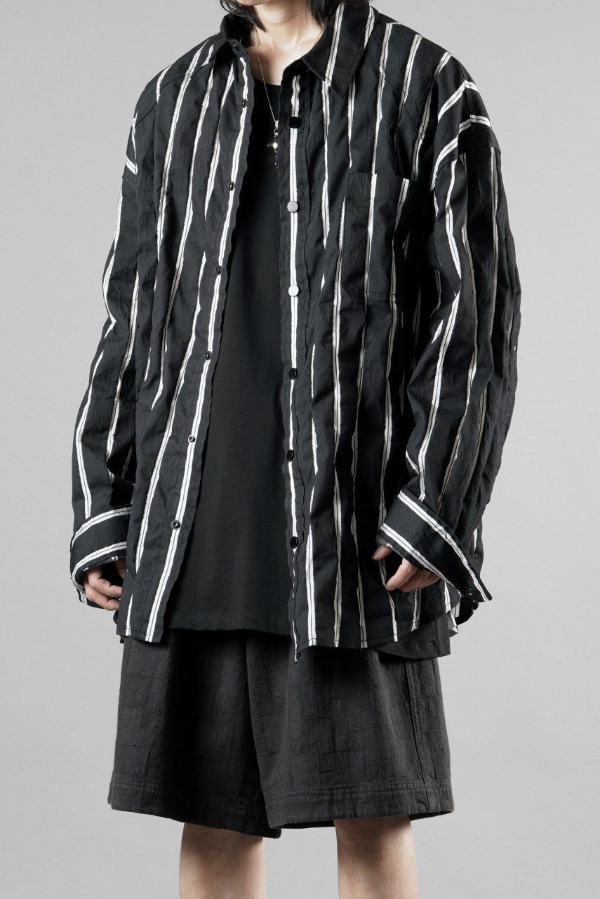 画像をギャラリービューアに読み込む, Juun.J Damage Stripe Max Fit Shirt (BLACK)