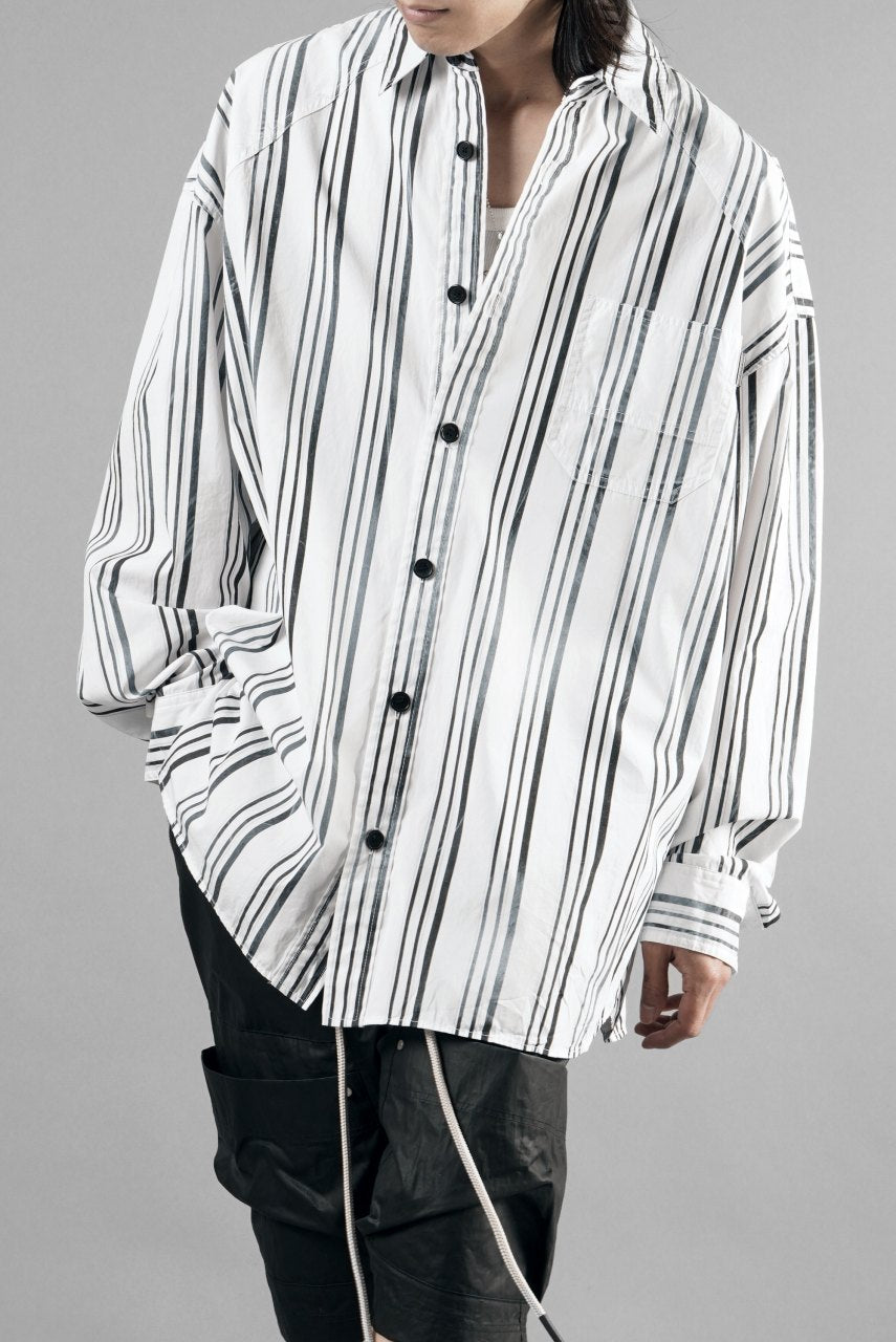 Load image into Gallery viewer, Juun.J Washed Black &amp; White Stripe Over Fit Shirt (WHITE)