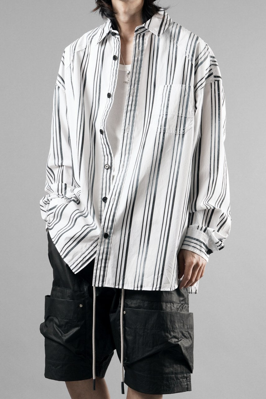Load image into Gallery viewer, Juun.J Washed Black &amp; White Stripe Over Fit Shirt (WHITE)