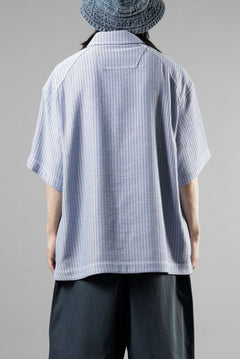Load image into Gallery viewer, Juun.J Blended Cotton Open Collar Short Sleeve Shirt (BLUE)