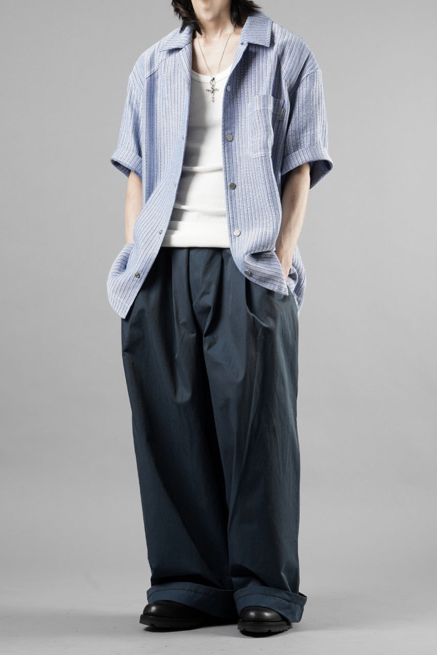 Load image into Gallery viewer, Juun.J Blended Cotton Open Collar Short Sleeve Shirt (BLUE)