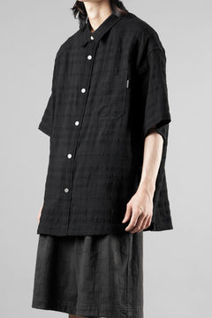Load image into Gallery viewer, Juun.J Slab Check Full Button Short Sleeve Shirt (BLACK)