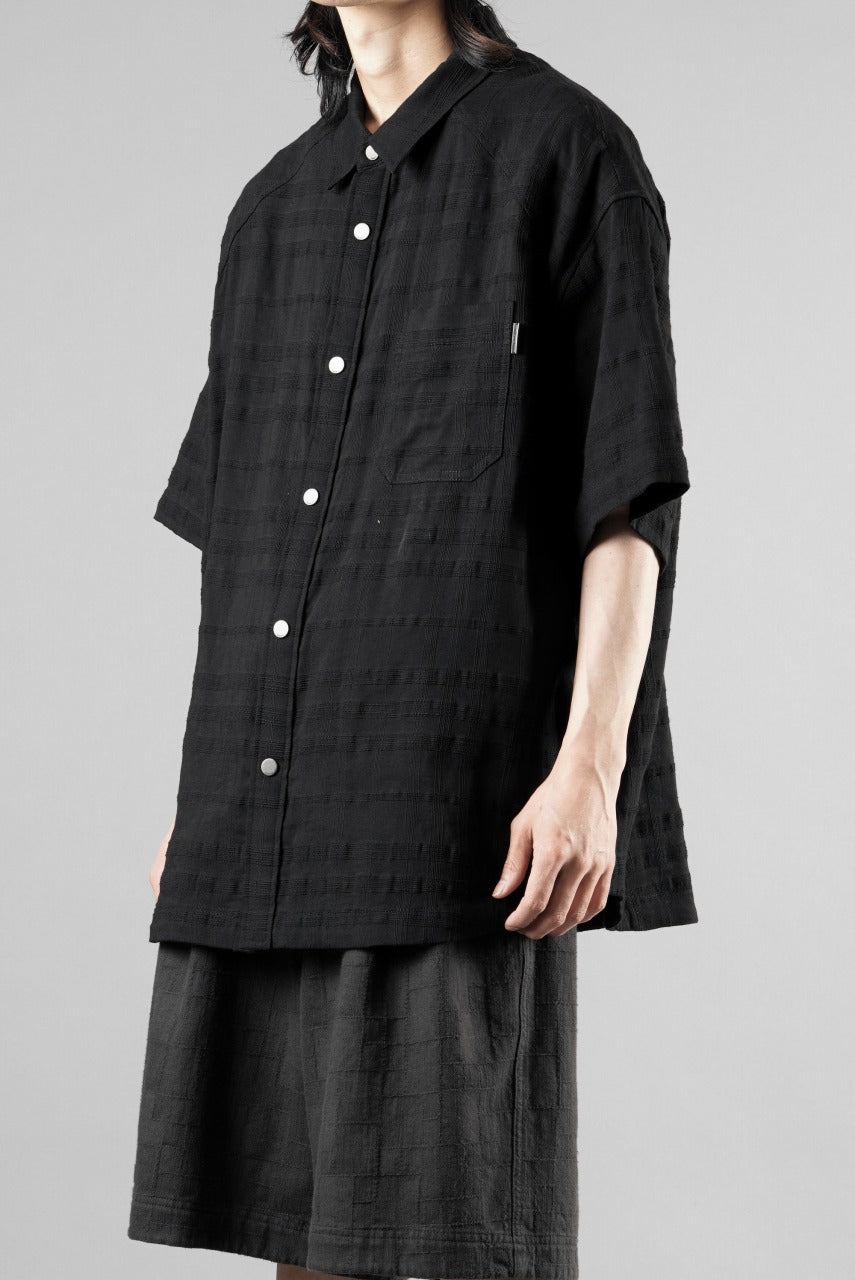 Load image into Gallery viewer, Juun.J Slab Check Full Button Short Sleeve Shirt (BLACK)