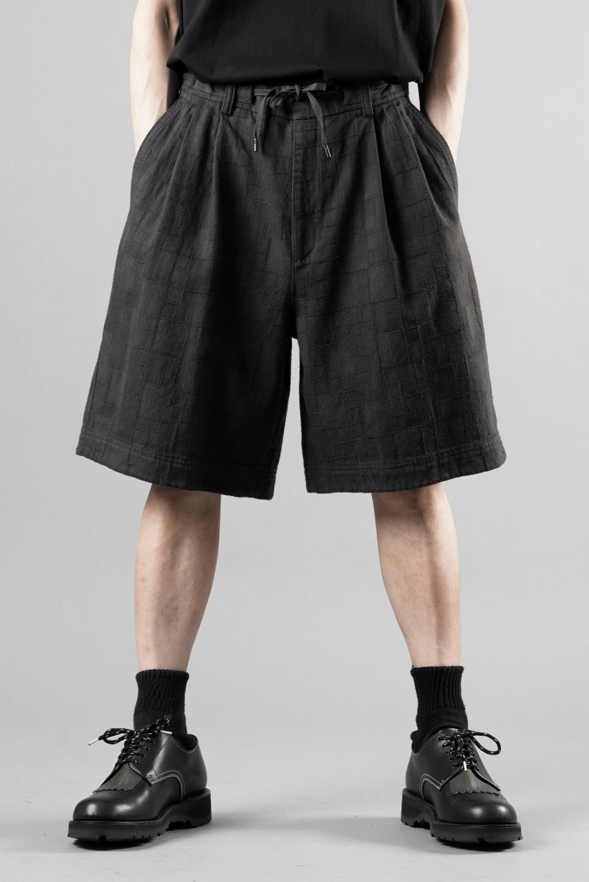 画像をギャラリービューアに読み込む, Juun.J [COMFORT] Square Jacquard Waist String Shorts (Black)