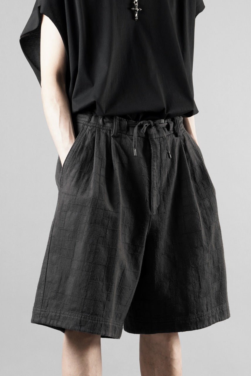 画像をギャラリービューアに読み込む, Juun.J [COMFORT] Square Jacquard Waist String Shorts (Black)