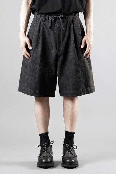 Juun.J [COMFORT] Square Jacquard Waist String Shorts (Black)