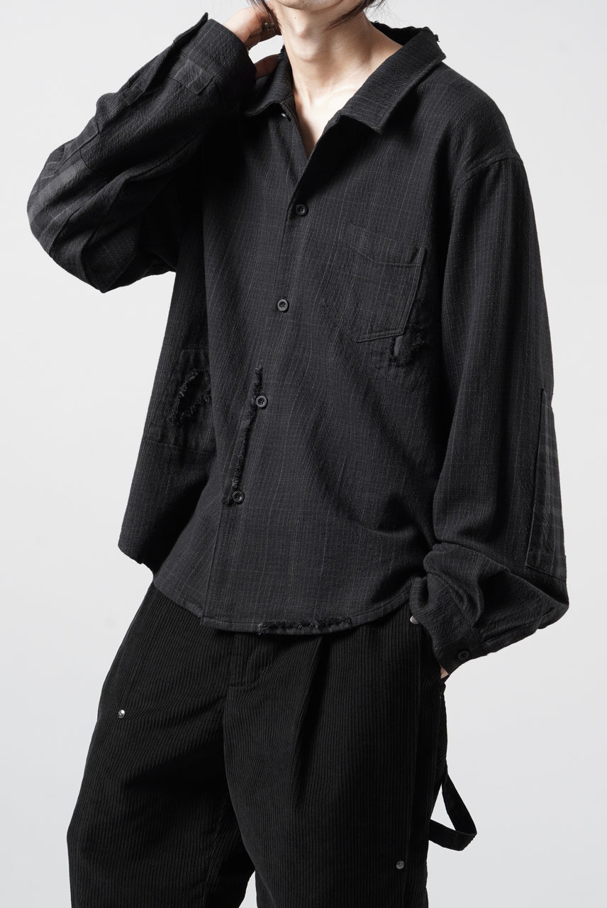 Load image into Gallery viewer, Professor.E REPAIRED FLANNEL SHIRT (BLACK)