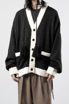 Load image into Gallery viewer, mastermind JAPAN CASHMERE TWEED CARDIGAN (BLACK)