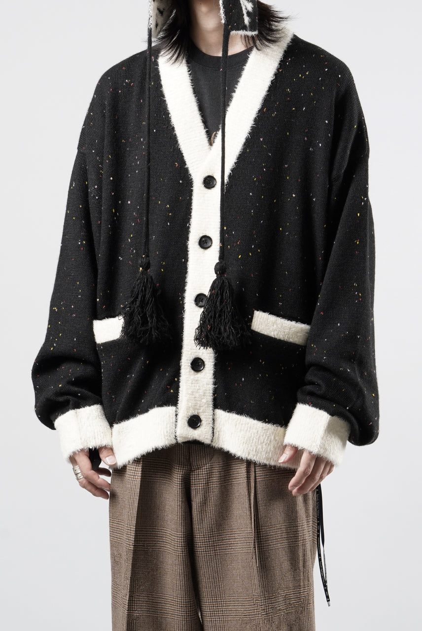 Load image into Gallery viewer, mastermind JAPAN CASHMERE TWEED CARDIGAN (BLACK)