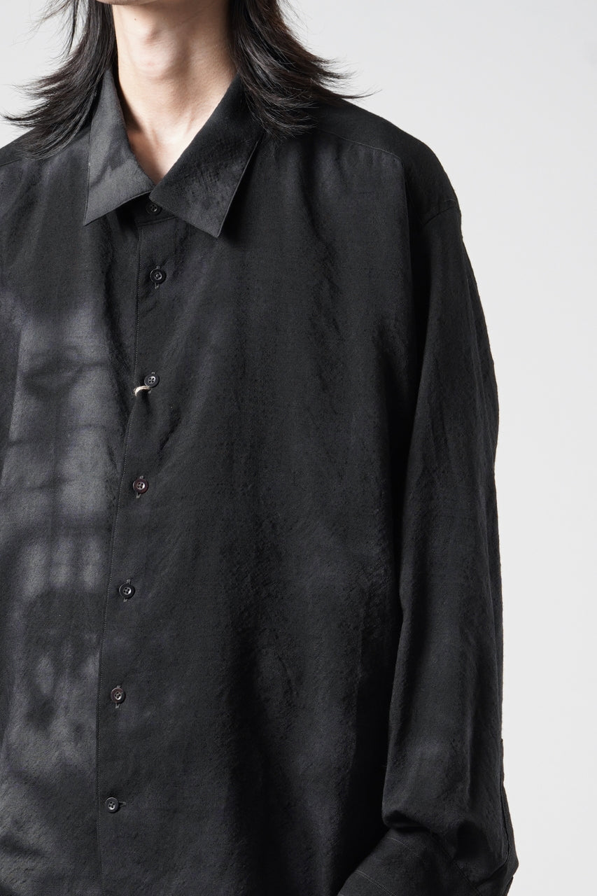 画像をギャラリービューアに読み込む, KLASICA "SH-053-MU" PLAIN BIG SHIRTS / ”KAGO-ZOME" DYED MUSLIN (BLACK GRAY)