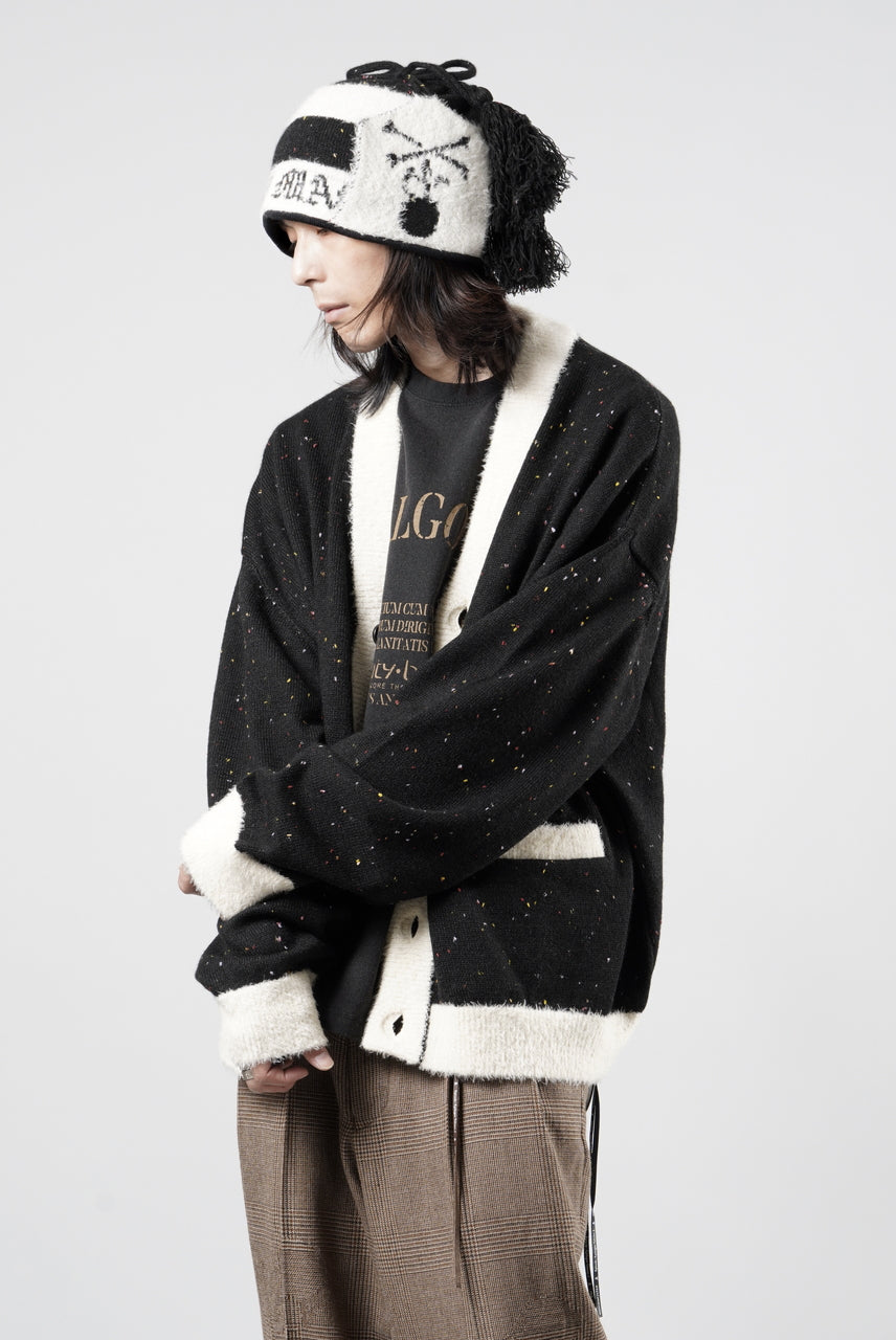 Load image into Gallery viewer, mastermind JAPAN CASHMERE TWEED CARDIGAN (BLACK)
