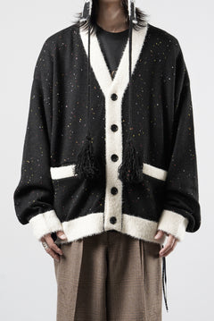 Load image into Gallery viewer, mastermind JAPAN CASHMERE TWEED CARDIGAN (BLACK)