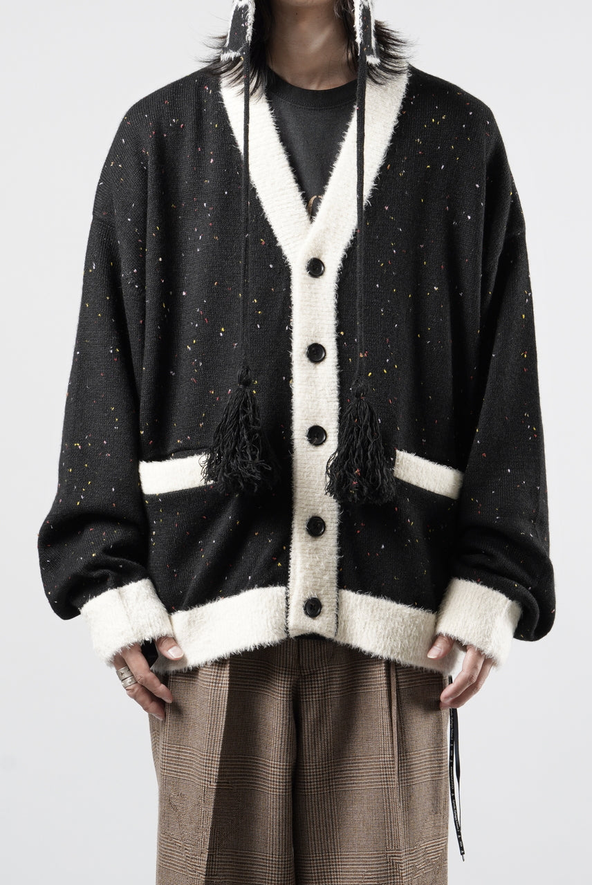 Load image into Gallery viewer, mastermind JAPAN CASHMERE TWEED CARDIGAN (BLACK)