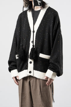Load image into Gallery viewer, mastermind JAPAN CASHMERE TWEED CARDIGAN (BLACK)