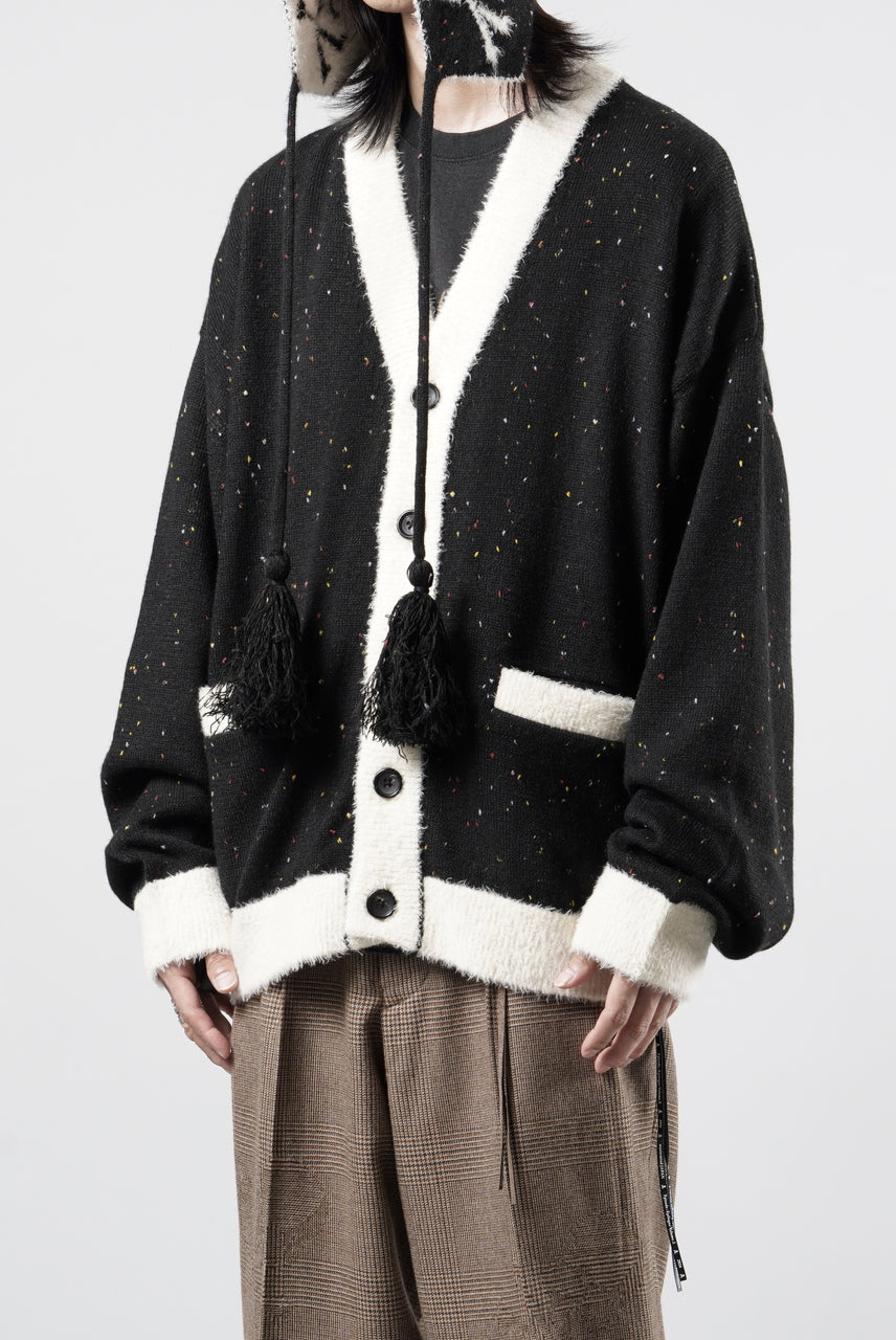 Load image into Gallery viewer, mastermind JAPAN CASHMERE TWEED CARDIGAN (BLACK)