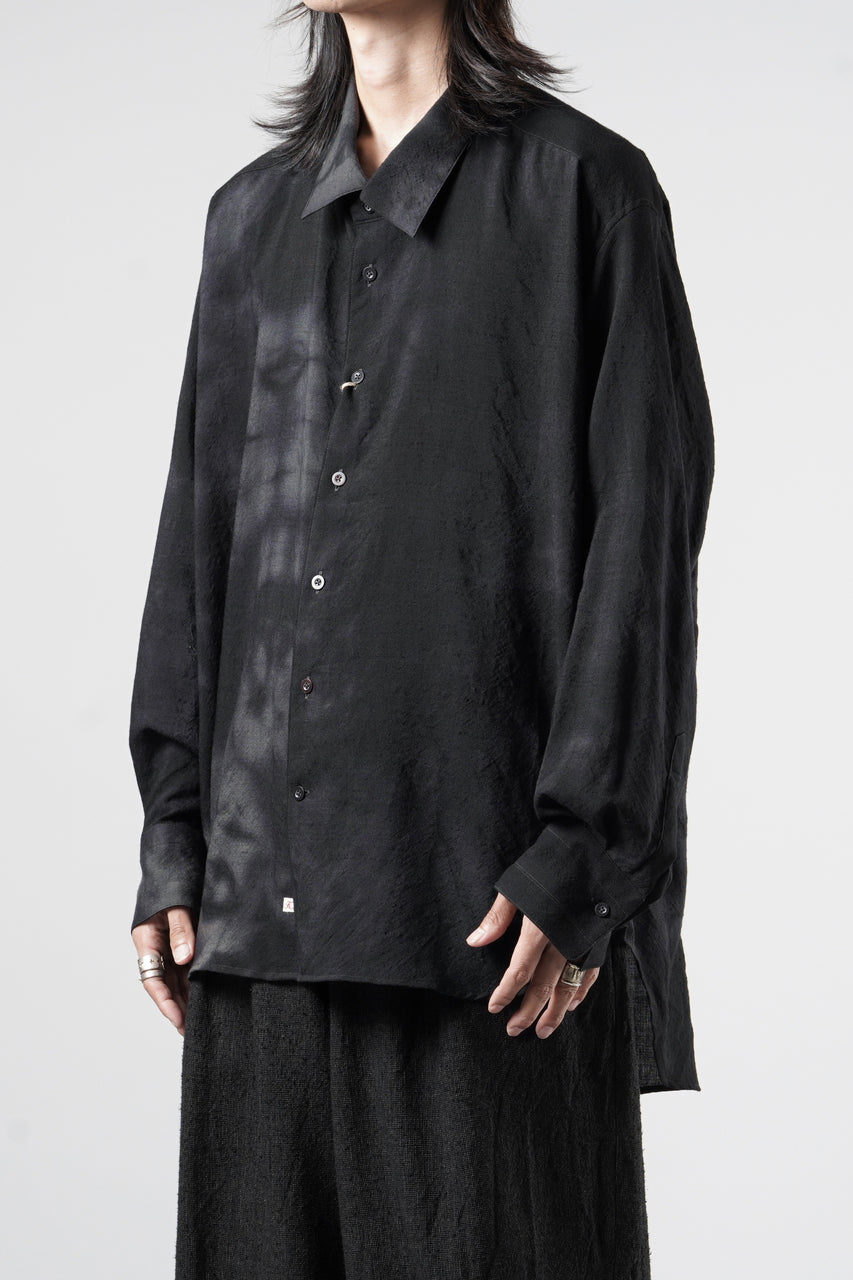 画像をギャラリービューアに読み込む, KLASICA "SH-053-MU" PLAIN BIG SHIRTS / ”KAGO-ZOME" DYED MUSLIN (BLACK GRAY)