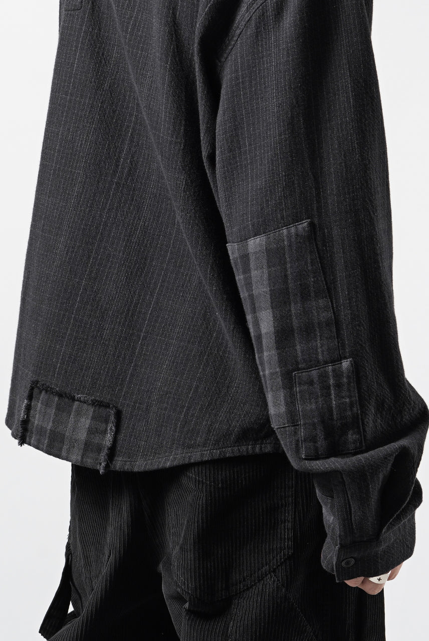 Load image into Gallery viewer, Professor.E REPAIRED FLANNEL SHIRT (BLACK)