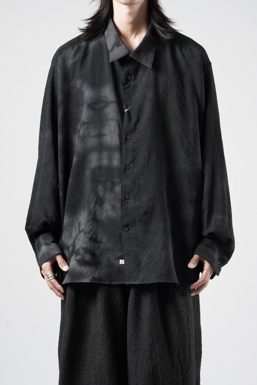 画像をギャラリービューアに読み込む, KLASICA "SH-053-MU" PLAIN BIG SHIRTS / ”KAGO-ZOME" DYED MUSLIN (BLACK GRAY)