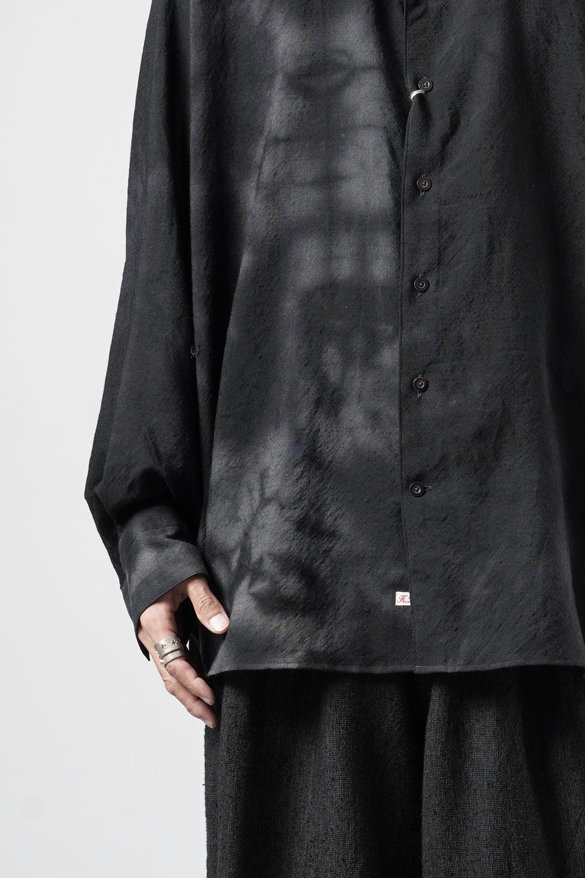 画像をギャラリービューアに読み込む, KLASICA "SH-053-MU" PLAIN BIG SHIRTS / ”KAGO-ZOME" DYED MUSLIN (BLACK GRAY)