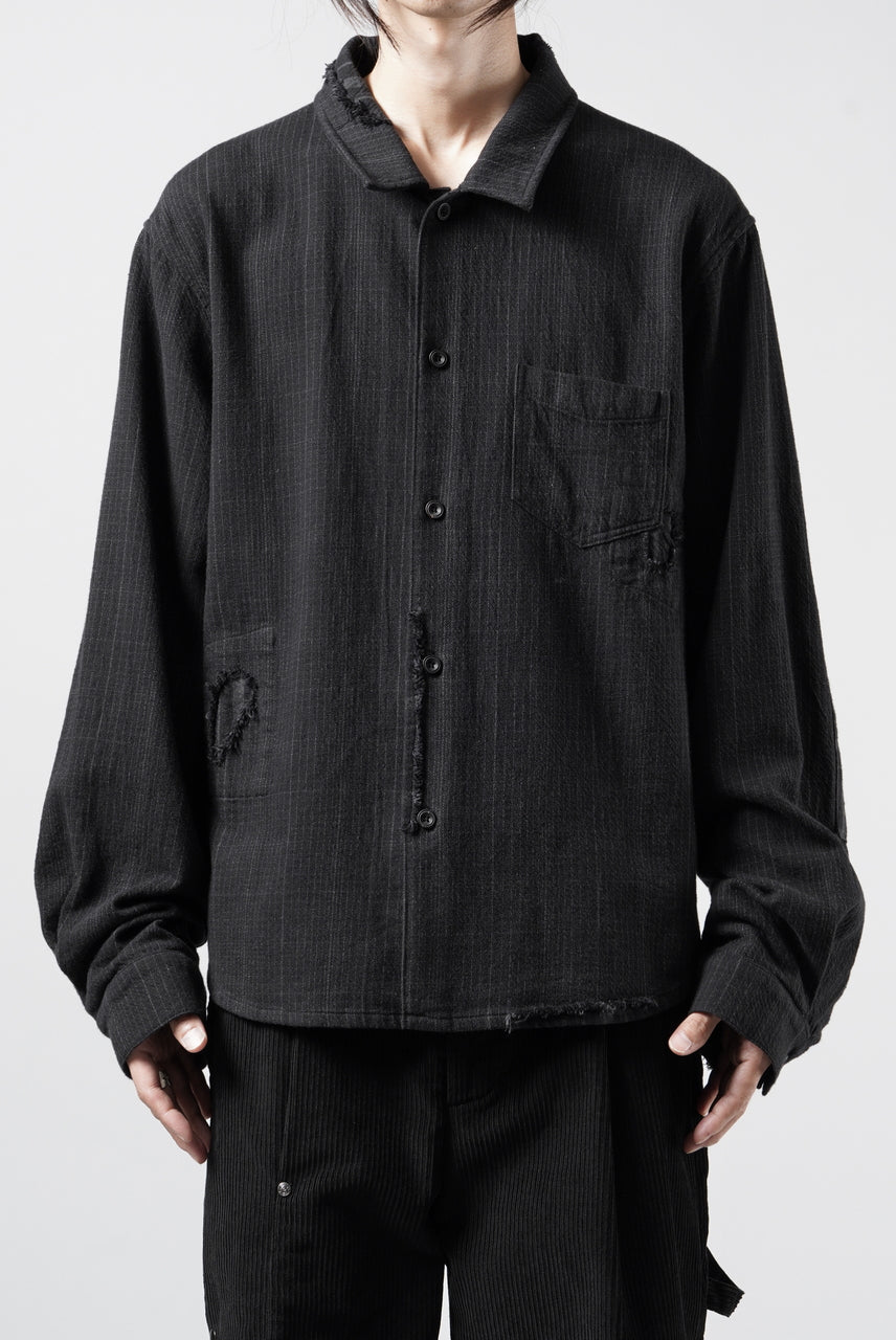 Load image into Gallery viewer, Professor.E REPAIRED FLANNEL SHIRT (BLACK)