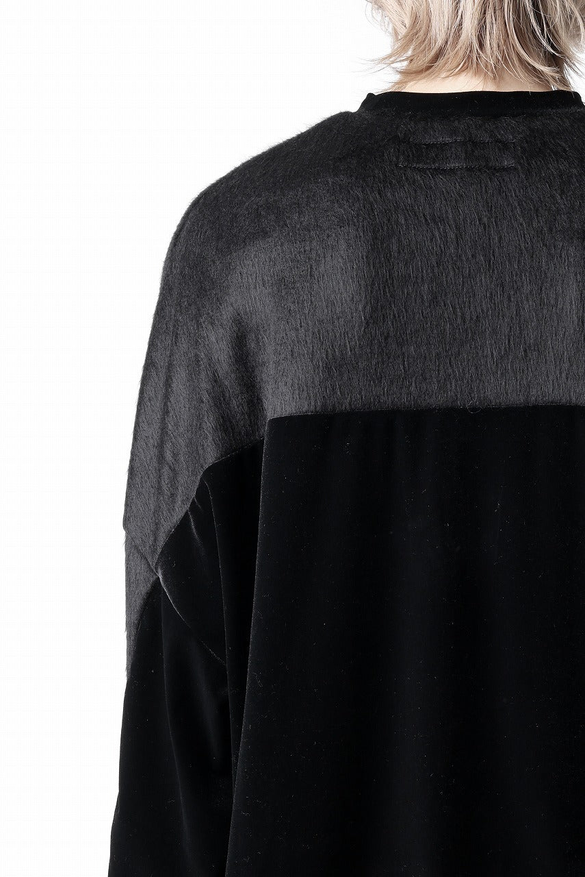 A.F ARTEFACT BRUSHED KNIT COMBI VELOR TOP (BLACK)