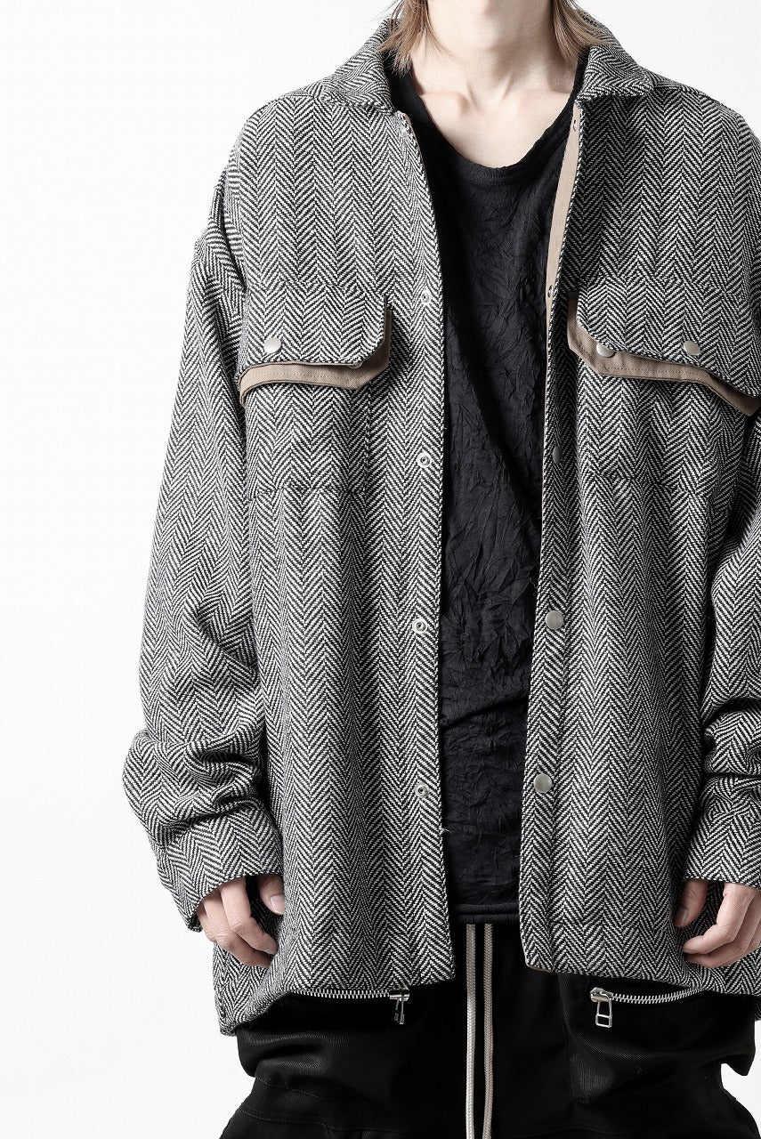 画像をギャラリービューアに読み込む, A.F ARTEFACT TWEED COVERALL SHIRT (BLACK x WHITE)