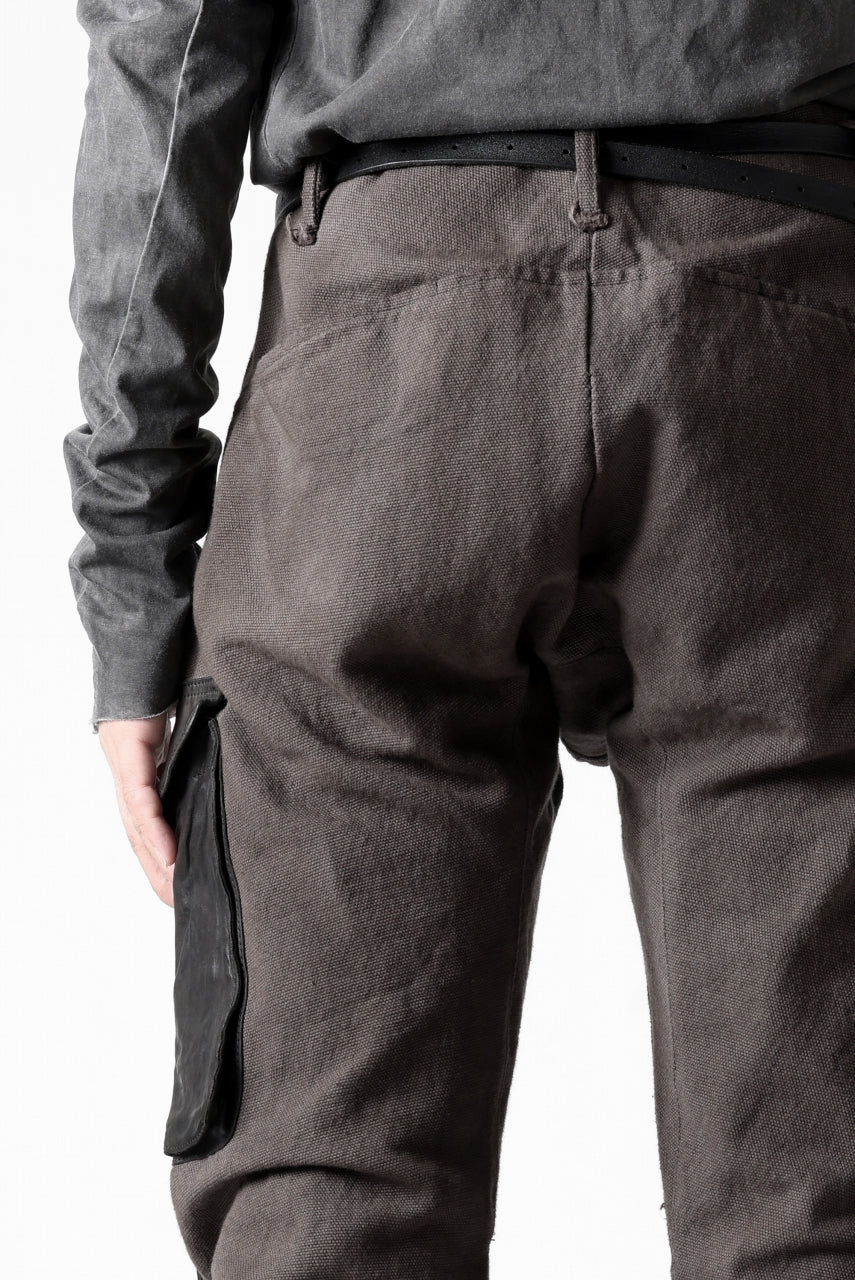 incarnation SLIM ARMY PANTS MP-3 / DYEING CANVAS+HORSE LEATHER (BROWN GRAY)