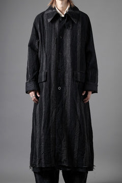 画像をギャラリービューアに読み込む, KLASICA AVOIR Ⅱ CUT OFF MAC COAT / IRREGULAR STRIPED ROUGH TWEED (BLACK)