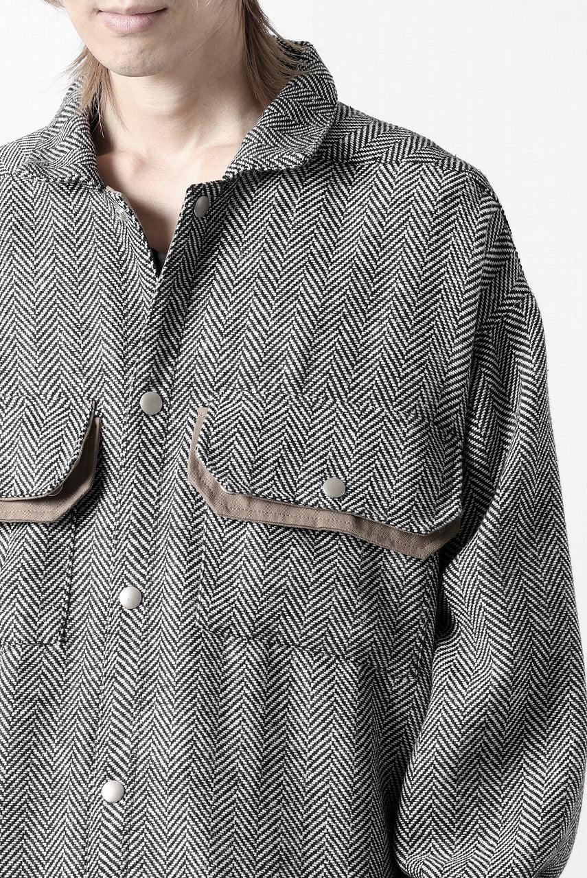 A.F ARTEFACT TWEED COVERALL SHIRT (BLACK x WHITE)