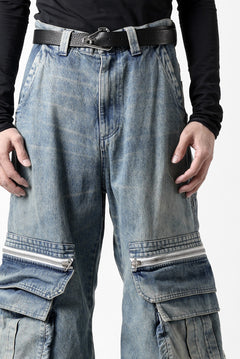 Load image into Gallery viewer, A.F ARTEFACT CARGO ZIP BAGGY PANTS / FADED DENIM (INDIGO)