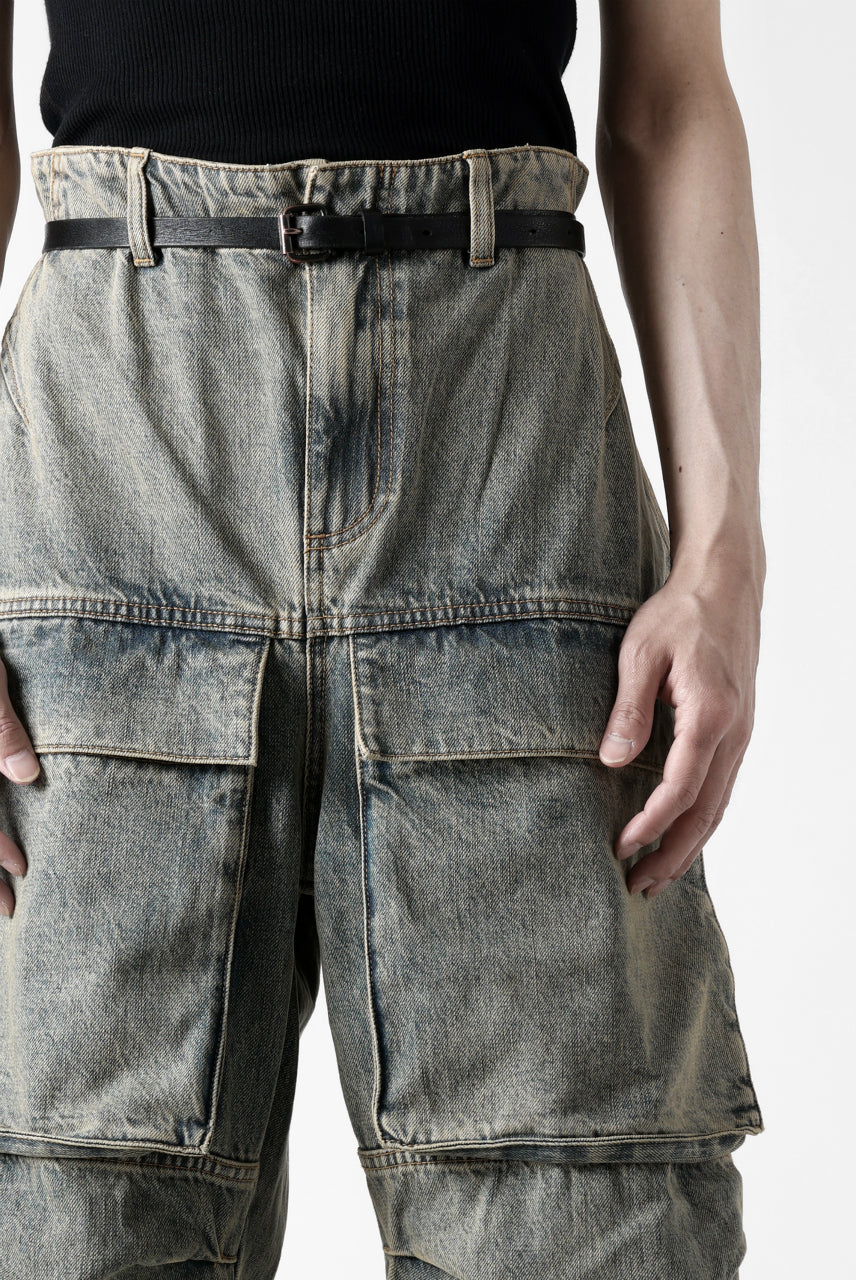 entire studios HEAVY DENIM CARGO TROUSERS (SURFACE WAVE)