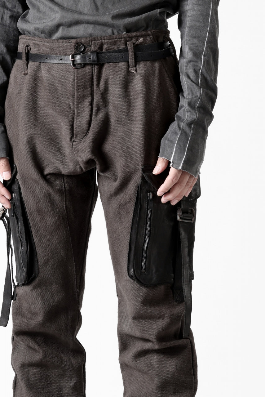 画像をギャラリービューアに読み込む, incarnation SLIM ARMY PANTS MP-3 / DYEING CANVAS+HORSE LEATHER (BROWN GRAY)