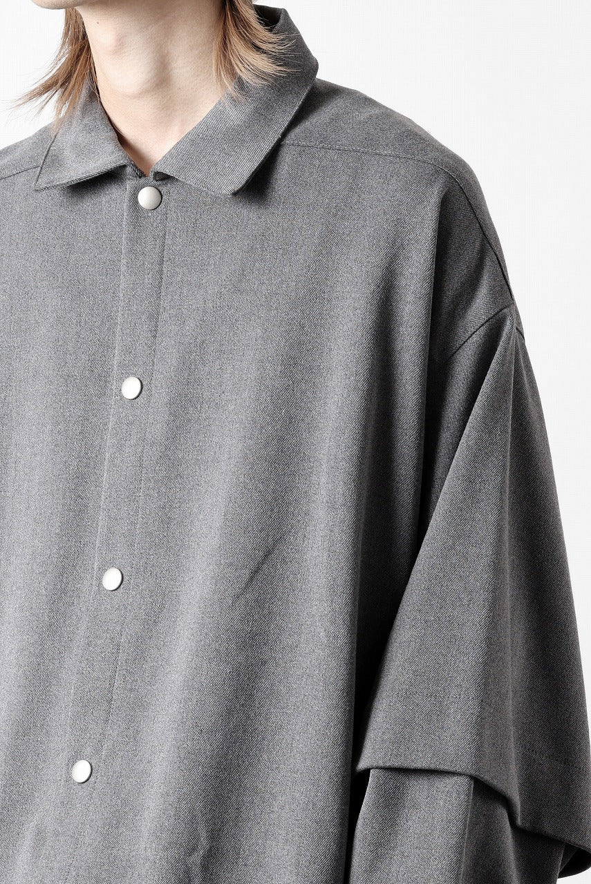 画像をギャラリービューアに読み込む, A.F ARTEFACT LAYERED SLEEVE OVER SIZE SHIRTS / SERGE TWILL (L.GREY)