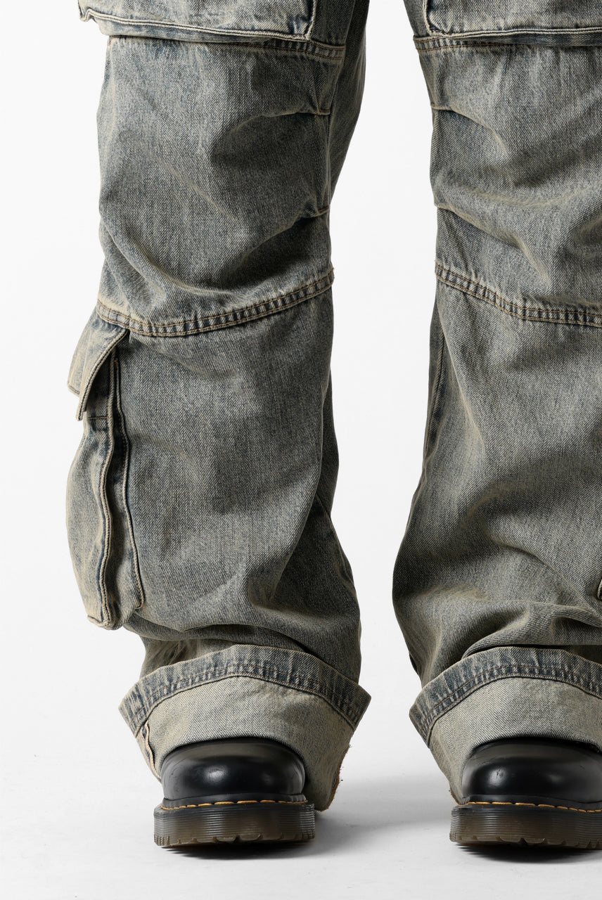 entire studios HEAVY DENIM CARGO TROUSERS (SURFACE WAVE)