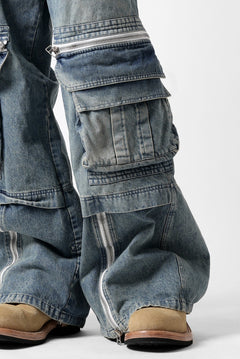 Load image into Gallery viewer, A.F ARTEFACT CARGO ZIP BAGGY PANTS / FADED DENIM (INDIGO)