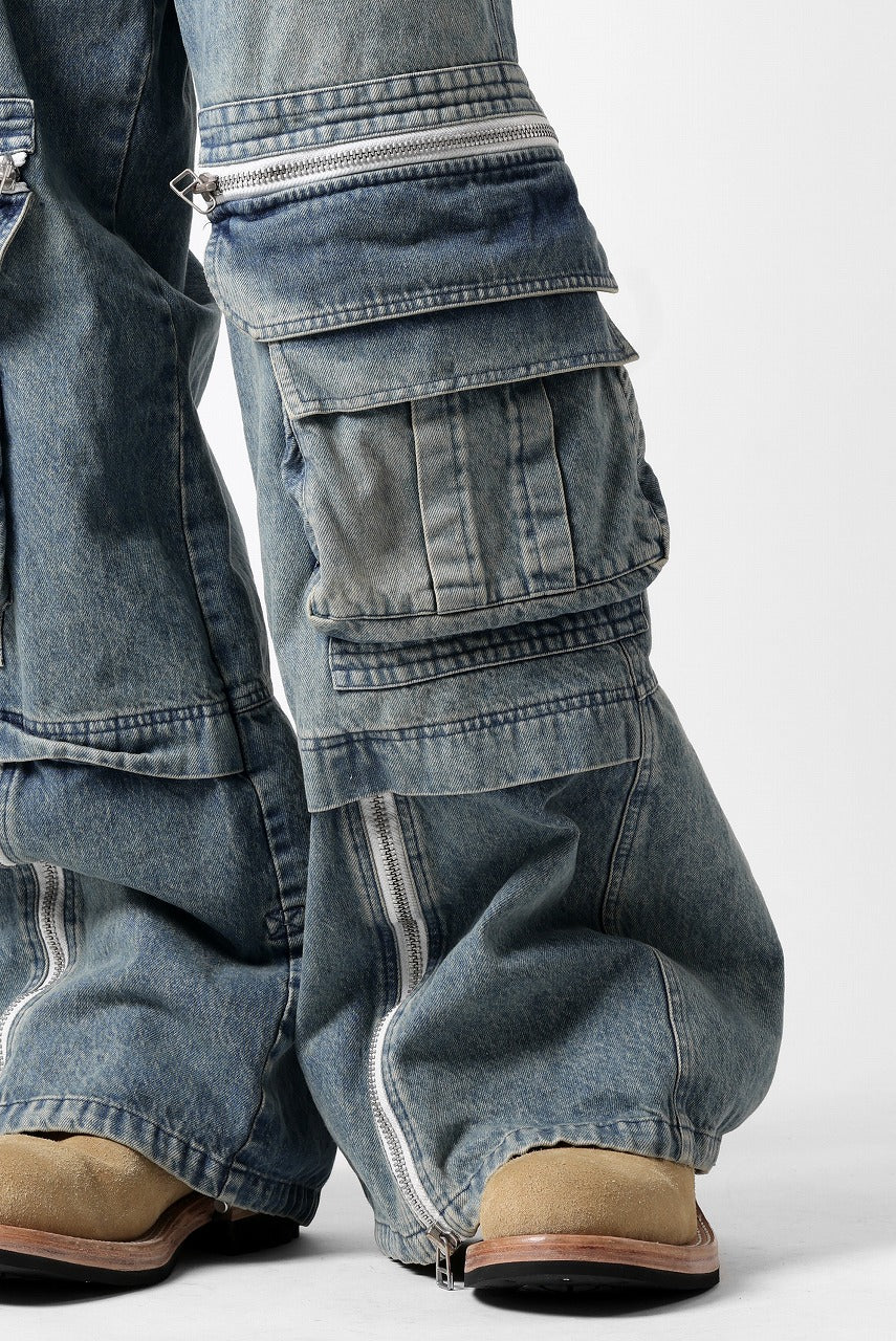 画像をギャラリービューアに読み込む, A.F ARTEFACT CARGO ZIP BAGGY PANTS / FADED DENIM (INDIGO)