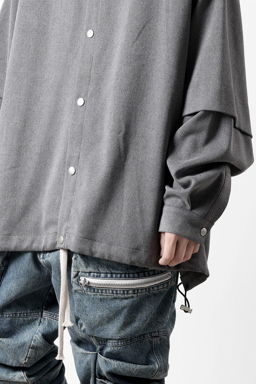 A.F ARTEFACT LAYERED SLEEVE OVER SIZE SHIRTS / SERGE TWILL (L.GREY)