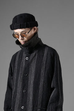 画像をギャラリービューアに読み込む, KLASICA AVOIR Ⅱ CUT OFF MAC COAT / IRREGULAR STRIPED ROUGH TWEED (BLACK)