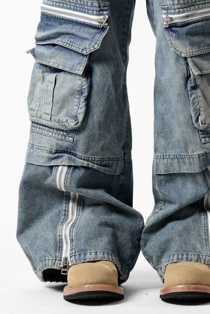 A.F ARTEFACT CARGO ZIP BAGGY PANTS / FADED DENIM (INDIGO)