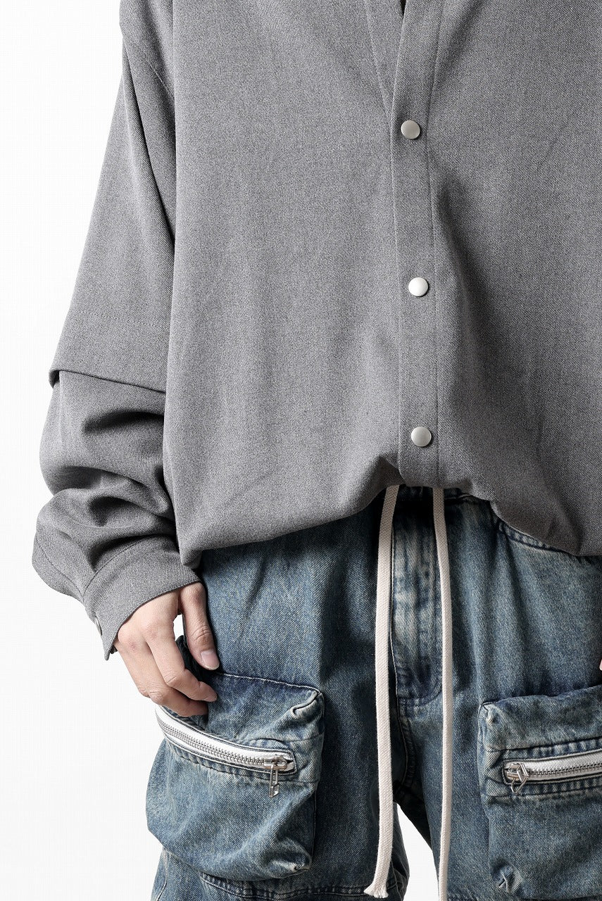 A.F ARTEFACT LAYERED SLEEVE OVER SIZE SHIRTS / SERGE TWILL (L.GREY)