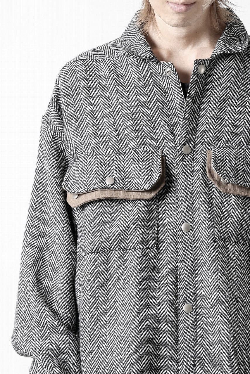 A.F ARTEFACT TWEED COVERALL SHIRT (BLACK x WHITE)