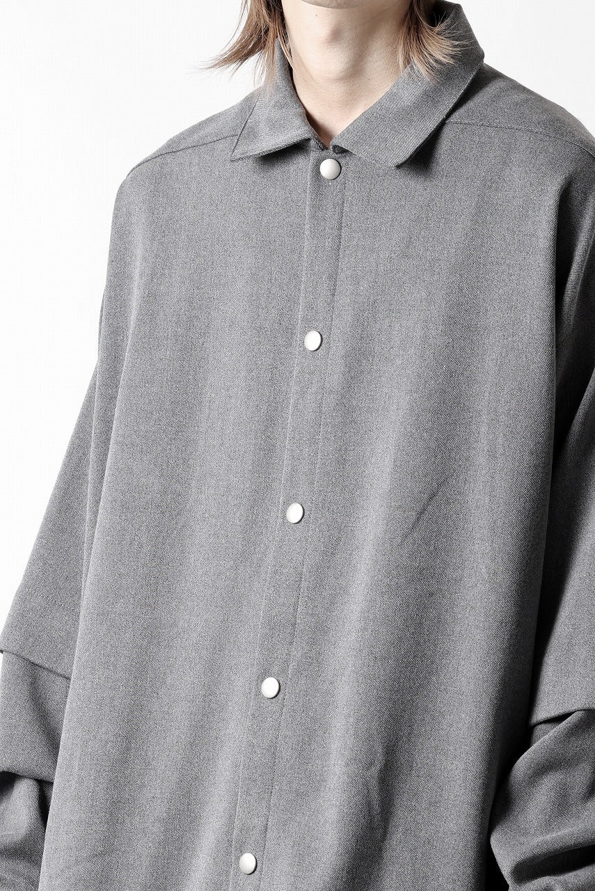 画像をギャラリービューアに読み込む, A.F ARTEFACT LAYERED SLEEVE OVER SIZE SHIRTS / SERGE TWILL (L.GREY)