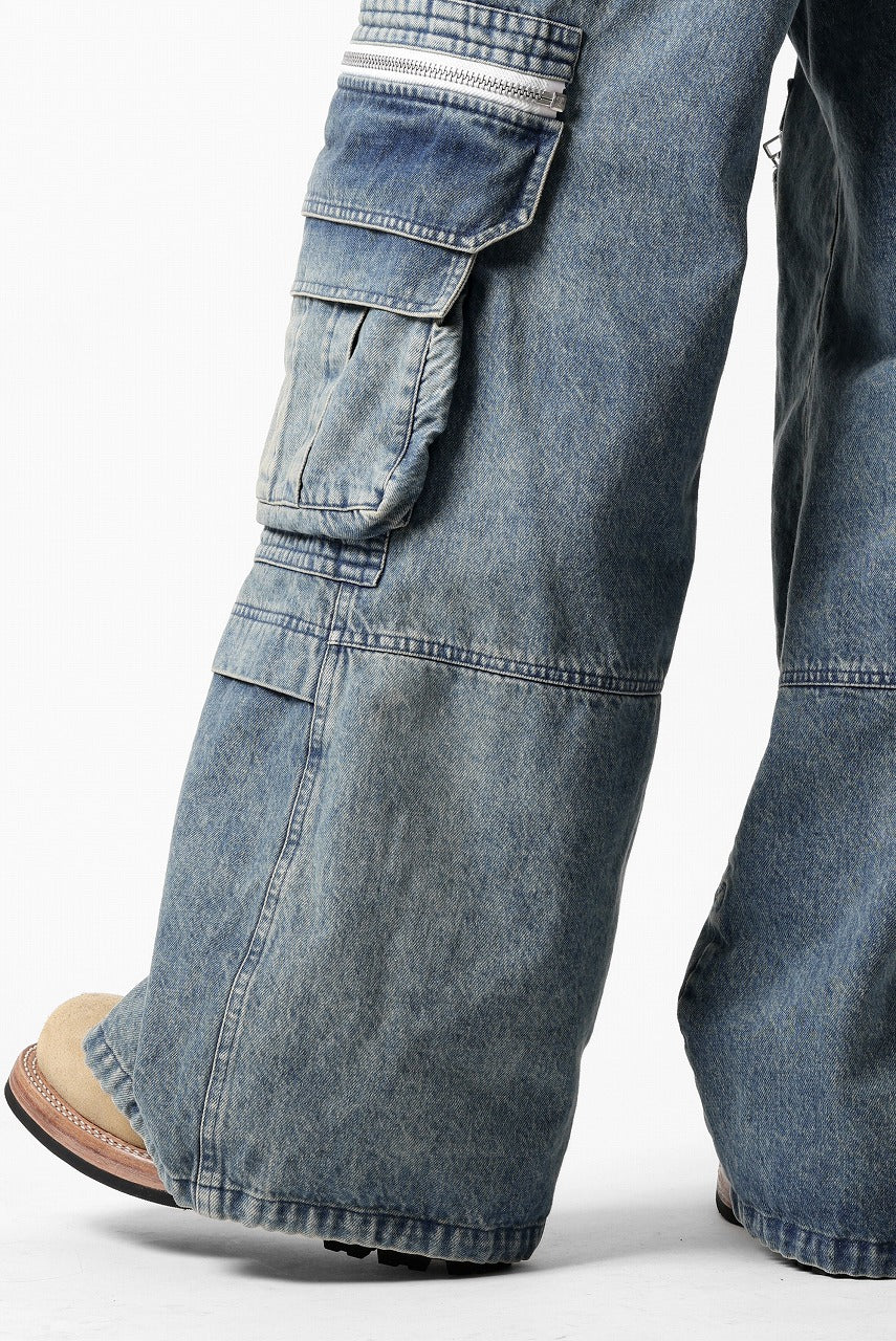 A.F ARTEFACT CARGO ZIP BAGGY PANTS / FADED DENIM (INDIGO)