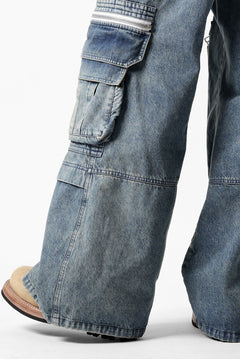 Load image into Gallery viewer, A.F ARTEFACT CARGO ZIP BAGGY PANTS / FADED DENIM (INDIGO)