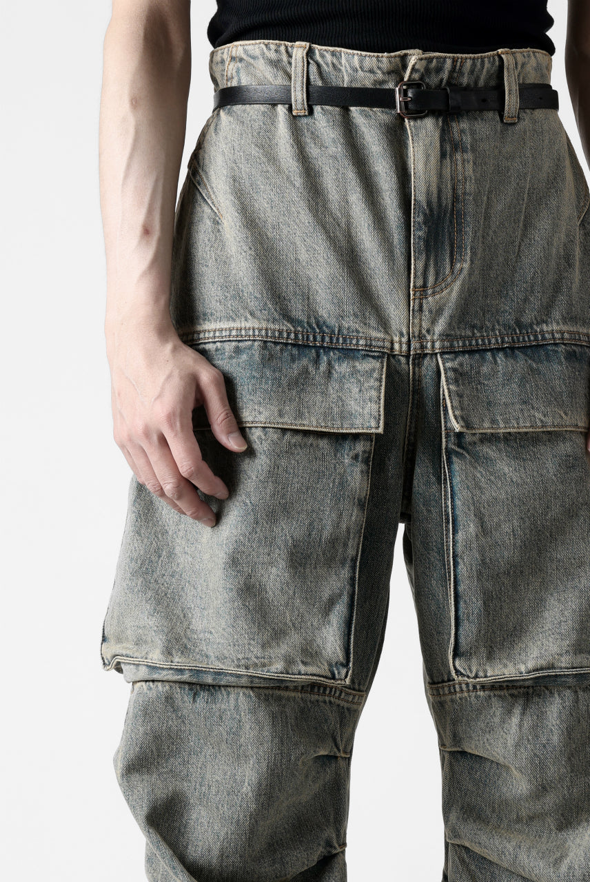 entire studios HEAVY DENIM CARGO TROUSERS (SURFACE WAVE)