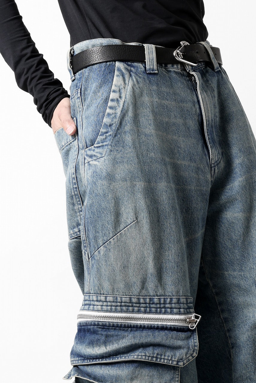 A.F ARTEFACT CARGO ZIP BAGGY PANTS / FADED DENIM (INDIGO)