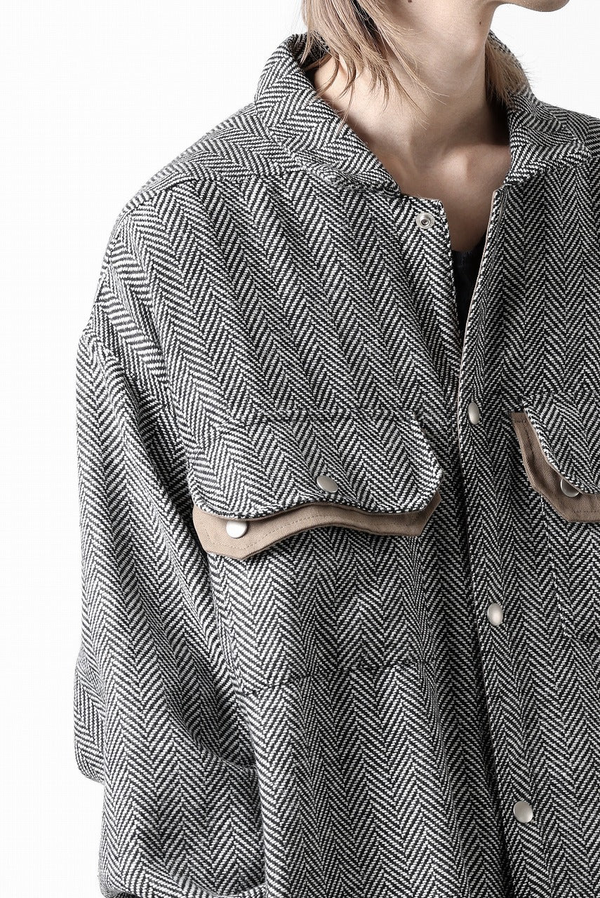 A.F ARTEFACT TWEED COVERALL SHIRT (BLACK x WHITE)