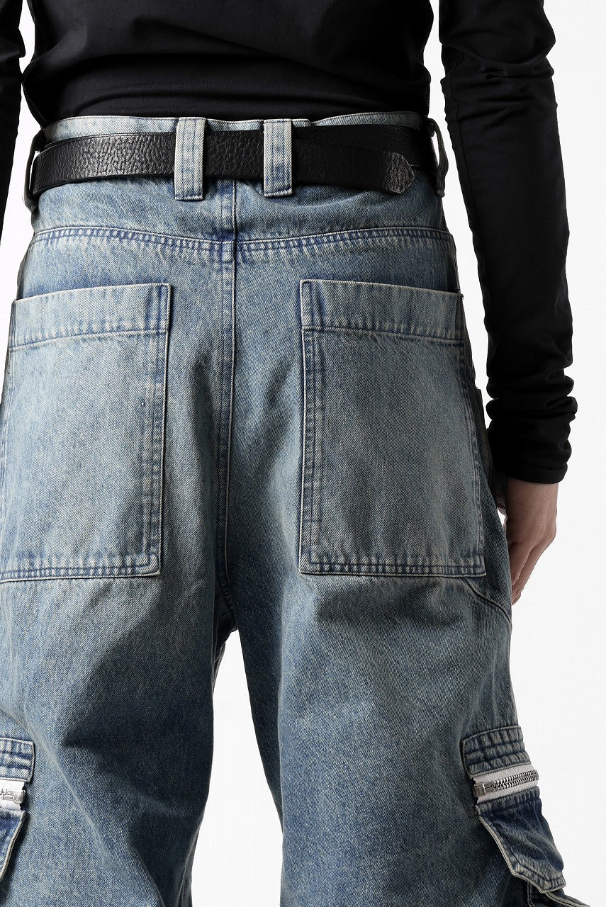 A.F ARTEFACT CARGO ZIP BAGGY PANTS / FADED DENIM (INDIGO)